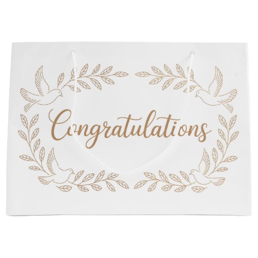 Elegant "Congratulations" Greeting with Doves Groot Cadeauzakje (Voorkant)
