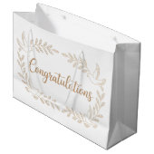 Elegant "Congratulations" Greeting with Doves Groot Cadeauzakje (Voorkant Gekanteld)