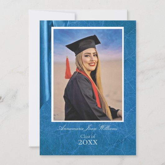 Elegant Contemporary Blue Graduation Card Aankondiging (Voorkant)