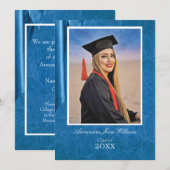 Elegant Contemporary Blue Graduation Card Aankondiging (Voorkant / Achterkant)