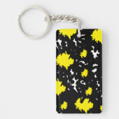 Elegant Contrast – Yellow & Black Abstract Sleutelhanger (Voorkant)