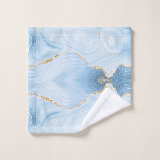 Elégant Cool Bleu Agate et Parties scintillant Or  (Gant de toilette)