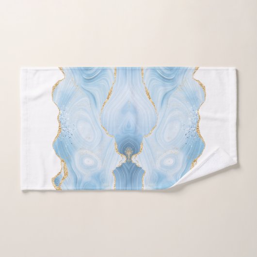 Elégant Cool Bleu Agate et Parties scintillant Or  (Serviette à main)