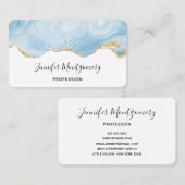Elegant Cool Blue Agate and Gold Glitter Border Visitekaartje (Voorkant / Achterkant)