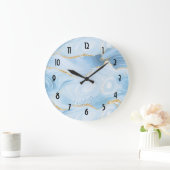 Elegant Cool Blue Agate en Gold Glitter Grote Klok (Huis)