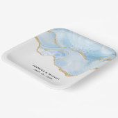 Elegant Cool Blue Agate en Gold Glitter Ribbon Papieren Bordje (Gebogen)