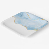 Elegant Cool Blue Agate en Gold Glitter Ribbon Papieren Bordje (Gebogen)