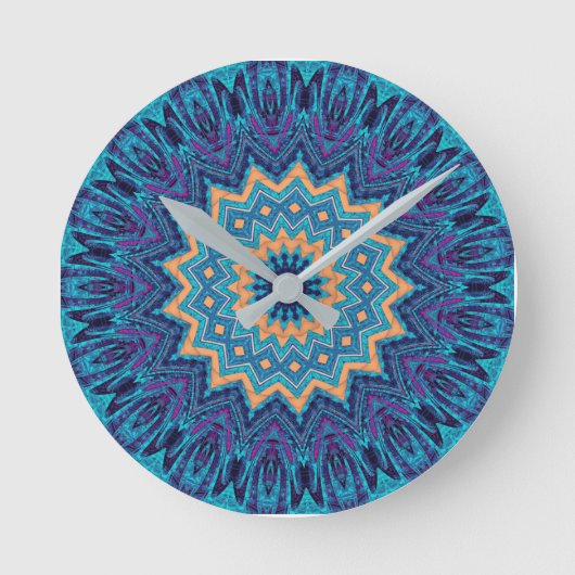elegant cool blue mandala carpet pattern ronde klok (Voorkant)