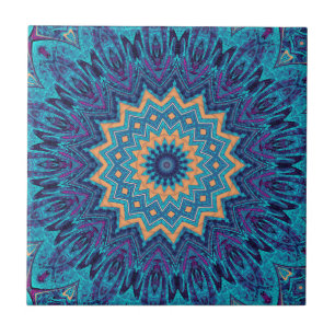 elegant cool blue mandala tapijtpatroon tegeltje
