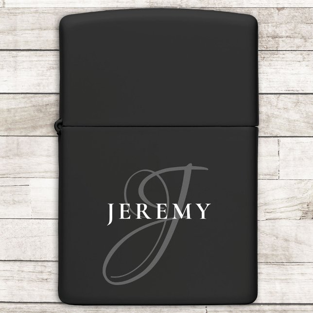Elegant Cool Custom Monogram Name Black (Creator heeft geüpload)
