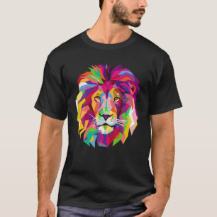 Elegant Cool Lion Head T Shirt Design met Bright