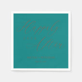 Elegant Cooper Script Blauwgroen bruiloft servette Servet (Voorkant)