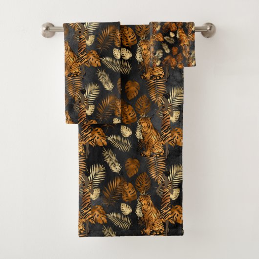 Elegant Copper Black Graphic Tiger Bad Handdoek (Insitu)