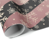 Elegant Copper Black Kerstmis Snowflake Patroon Cadeaupapier (Rol Hoek)