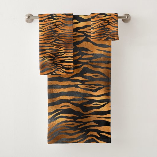 Elegant Copper Black Tiger Animal Print Bad Handdoek (Insitu)