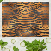 Elegant Copper Black Tiger Animal Print Theedoek (Gevouwen)