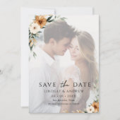 Elegant Copper Earthy Botanical Photo Save The Date (Voorkant)