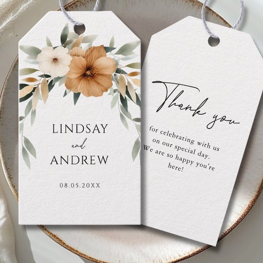 Elegant Copper & Earthy Botanical Wedding Cadeaulabel