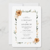 Elegant Copper & Earthy Botanical Wedding Kaart (Voorkant)