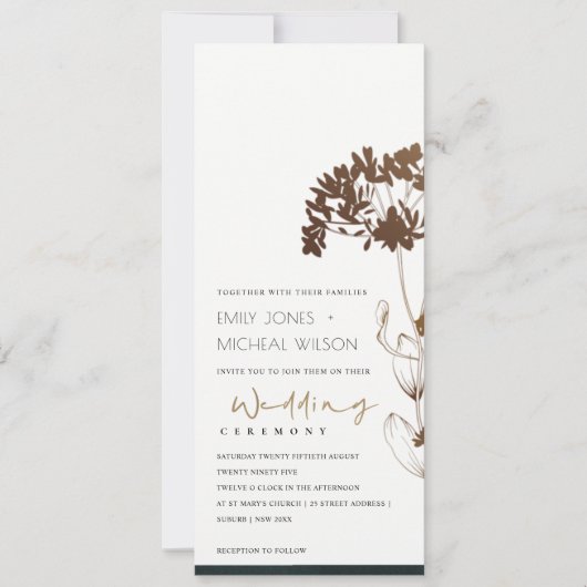 ELEGANT COPPER FOIL HYDRANGEA FLORAL WEDDING KAART (Voorkant)
