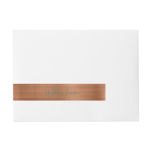 Elegant Copper Folie Blauwgroen Text Wedding Uitno Adreslabel Wikkel
