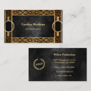 Elegant Copper Gold Black Art Deco Visitekaartje
