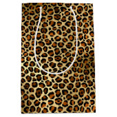 Elegant Copper Gold Leopard Animal Print Medium Cadeauzakje (Voorkant)
