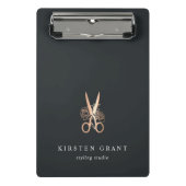 Elegant Copper Scissors Salon Logo Mini Klembord (Voorkant)