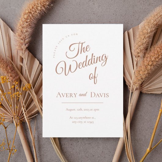 Elegant Copper Script Wedding Invitation