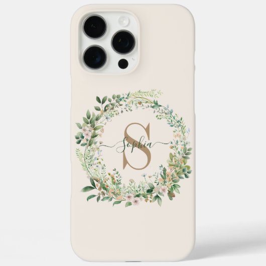 Élégant coque iphone de monogramme botanique avec (Verso)