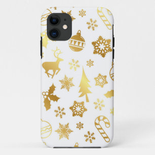 Élégant coque iphone d'impression Gold Christmas