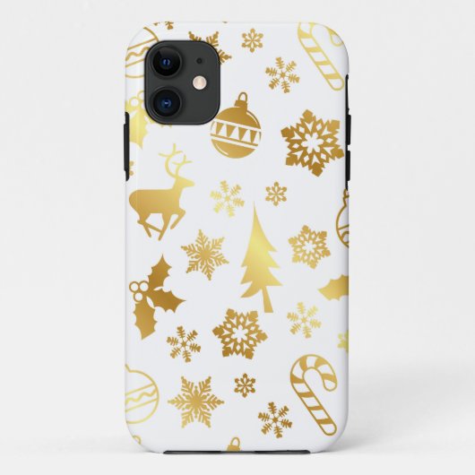 Élégant coque iphone d'impression Gold Christmas (Dos)