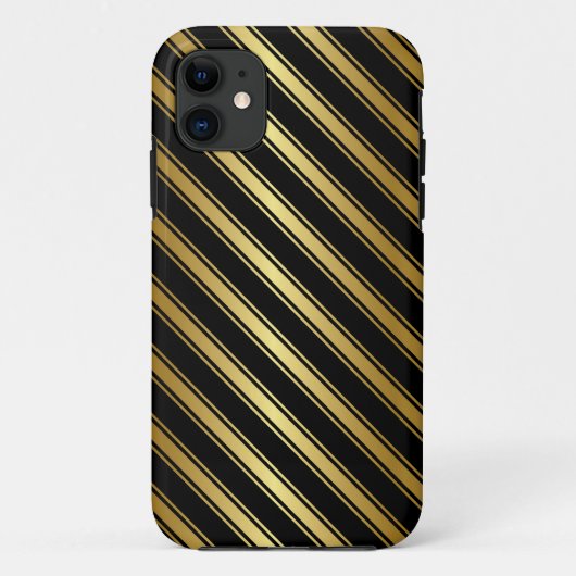 Élégant coque iphone en or et en bande noire (Dos)
