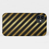 Élégant coque iphone en or et en bande noire (Dos (Horizontal))