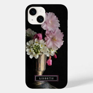 Élégant coque iphone floral rose et blanc