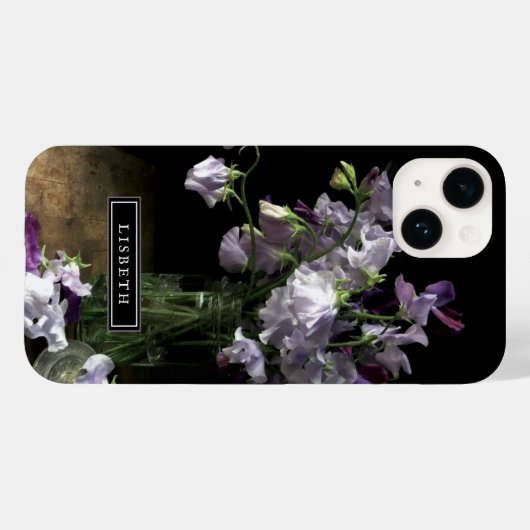 Élégant coque iphone floral violet (Verso (horizontal))