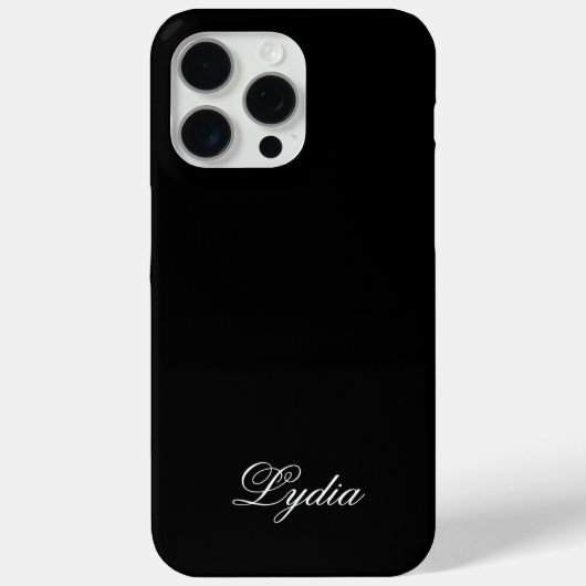 Élégant Coque noir et nom du monogramme blanc (Verso)