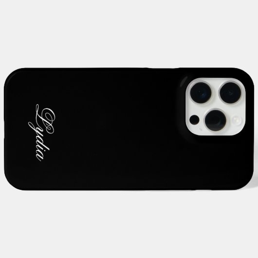 Élégant Coque noir et nom du monogramme blanc (Verso (horizontal))
