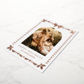 Elegant Coquette Bow Frame Happy Holidays Folie Feestdagenkaart (Gedraaid)