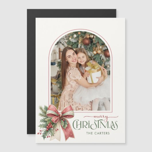 Elegant Coquette Bow Merry Christmas Arch Photo (Voorkant / Achterkant)
