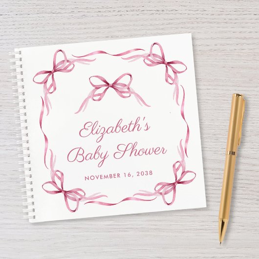 Elégant Coquette Bows Baby Girl Douche Livre d'inv