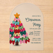 Elegant coquette bows christmas tree party  acryl uitnodigingen (Voorkant)