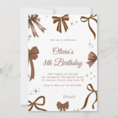 Elegant Coquette Brown Bow Birthday Invitation (Devant)