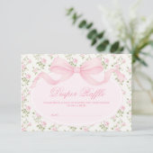 Elegant Coquette Pink Bow Diaper Raffle Informatiekaartje (Staand voorkant)