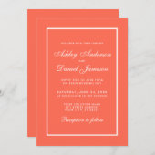 Elégant corail moderne et Faire-part de mariage bl (Devant / Derrière)