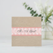 Elegant Coral Burlap Baby shower Invitation Kaart (Staand voorkant)