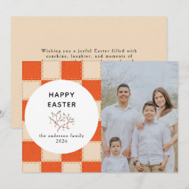 Elegant Coral & Cream Pattern  Happy Easter Photo Feestdagenkaart