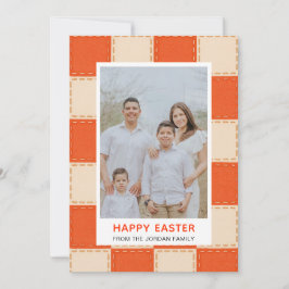 Elegant Coral & Cream Pattern Happy Easter Photo Feestdagenkaart