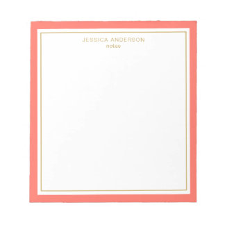 Elegant Coral Gold-gepersonaliseerd Notitieblok