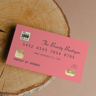 Elegant Coral Gray Gold Luxe-creditcard Logo Visitekaartje
